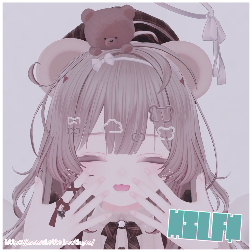 【Free】ローポリヘアピン🐻ミルフィモチーフ🩹支援版おまけ付き♡