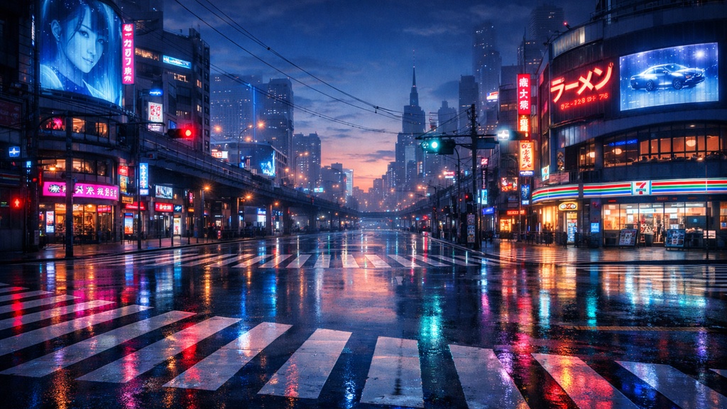 日本風サイバーパンク都市 壁紙セット（スマホ＆PC）