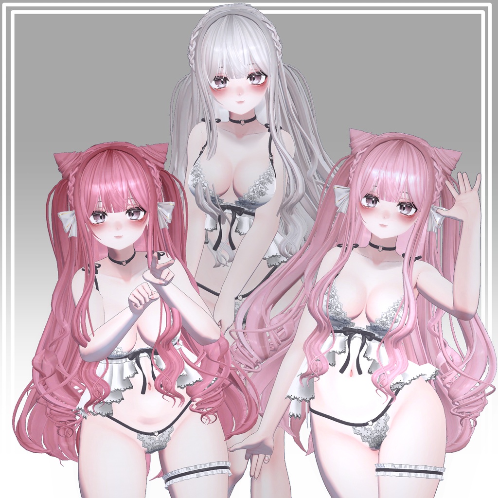 【VRC想定】3Way+2 おりぼんキャットヘア