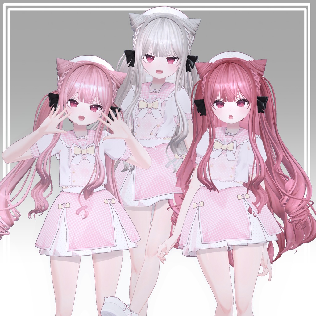 【VRC想定】3Way+2 おりぼんキャットヘア