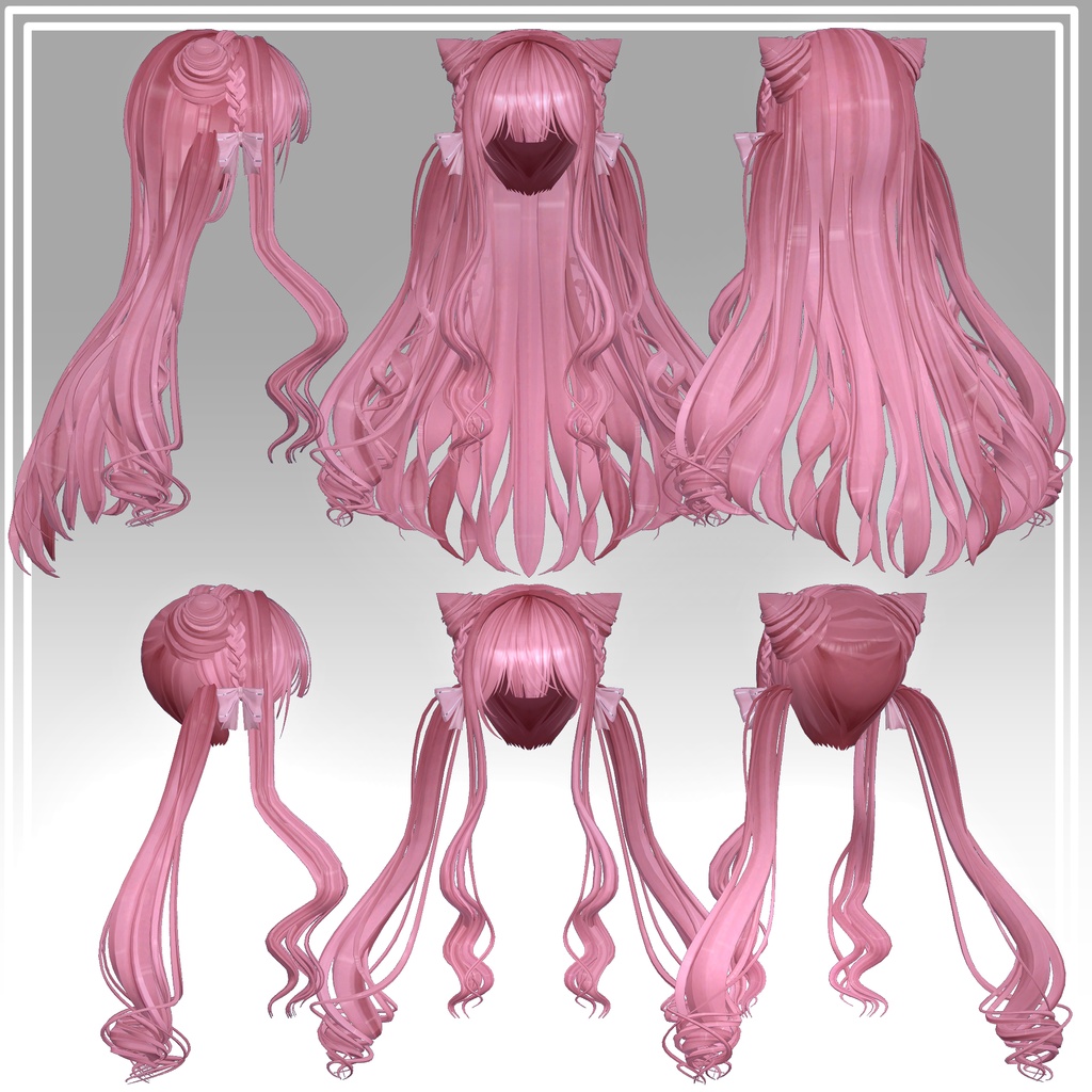 【VRC想定】3Way+2 おりぼんキャットヘア