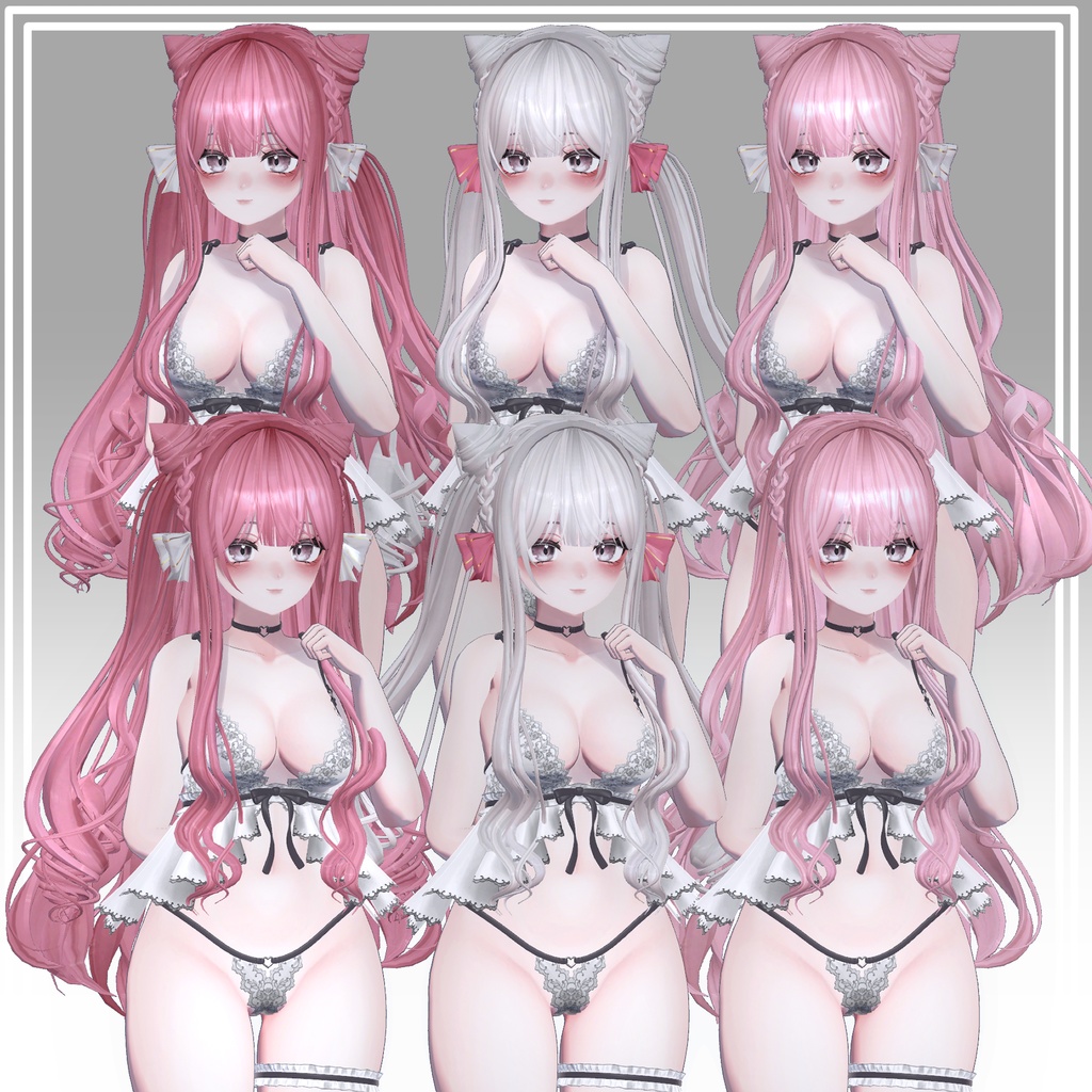 【VRC想定】3Way+2 おりぼんキャットヘア