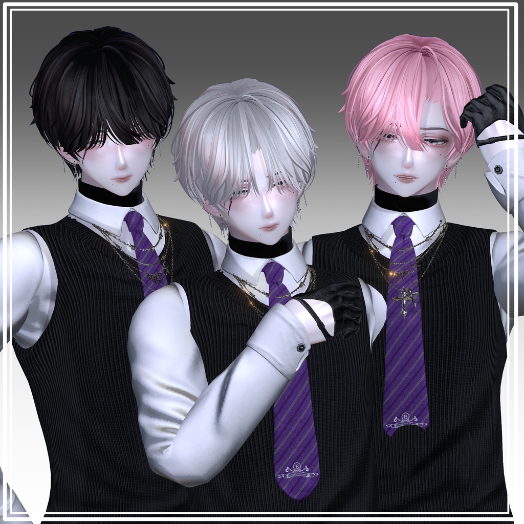 【VRC想定】3way+1 MY LOVE Short & Half Up Hair