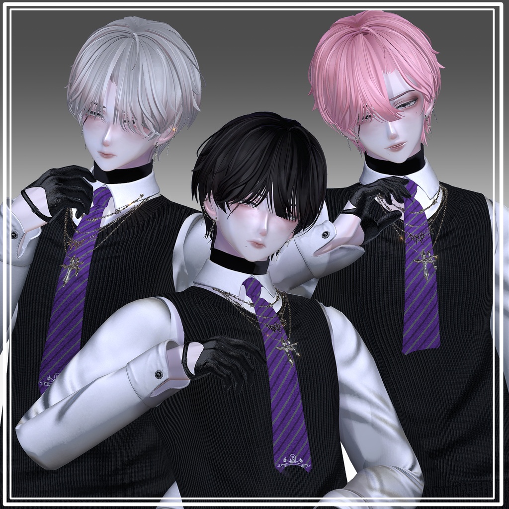 【VRC想定】3way+1 MY LOVE Short & Half Up Hair