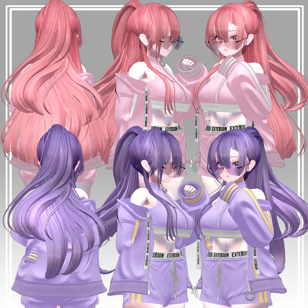 【VRC想定】2Wayかきあげハーフアップポニーテール