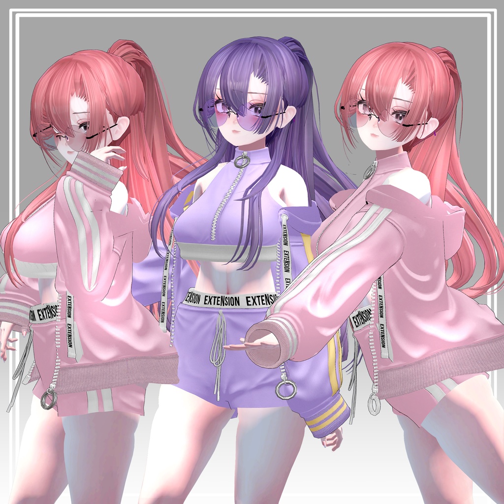 【VRC想定】2Wayかきあげハーフアップポニーテール