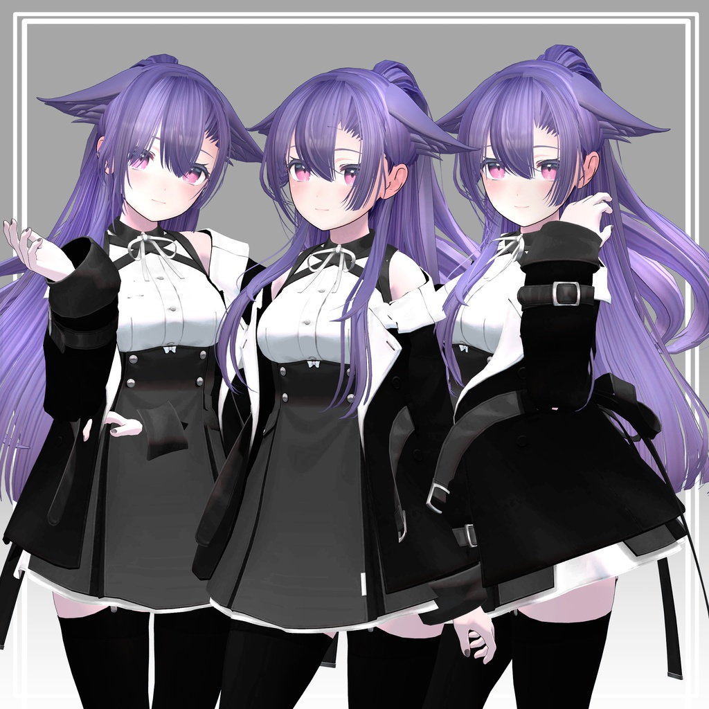 【VRC想定】2Wayかきあげハーフアップポニーテール