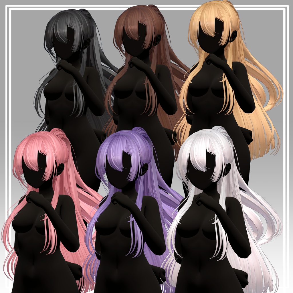 【VRC想定】2Wayかきあげハーフアップポニーテール