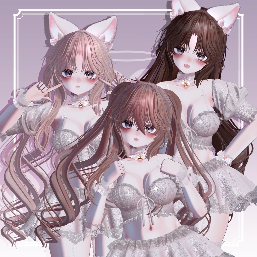 【VRC想定】3way+2 あんでも♡エンジェルツーサイドツインテールヘア