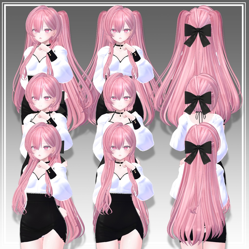 【VRC想定】4way+3 Dolly Bow ツーサイドツインボブ