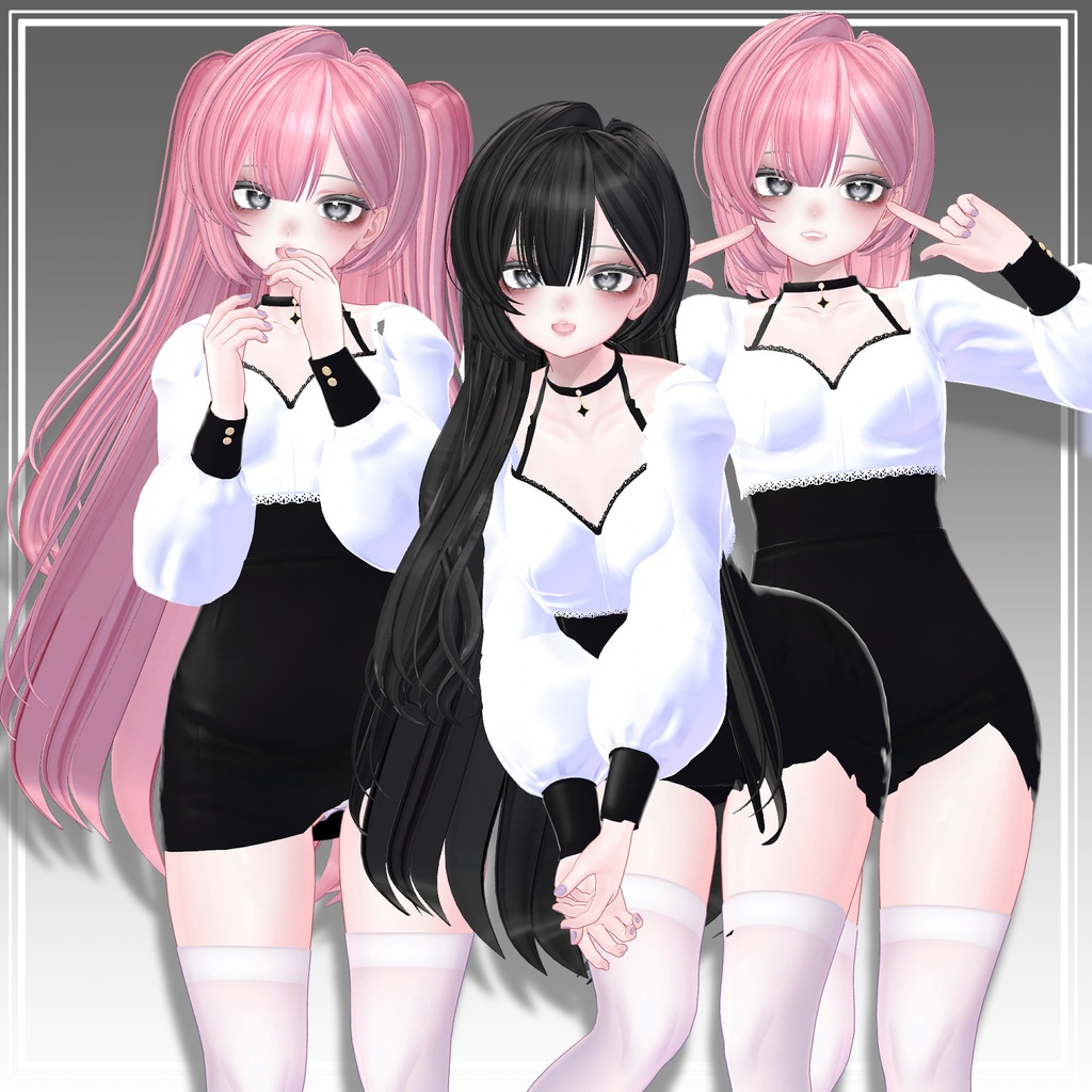 【VRC想定】4way+3 Dolly Bow ツーサイドツインボブ