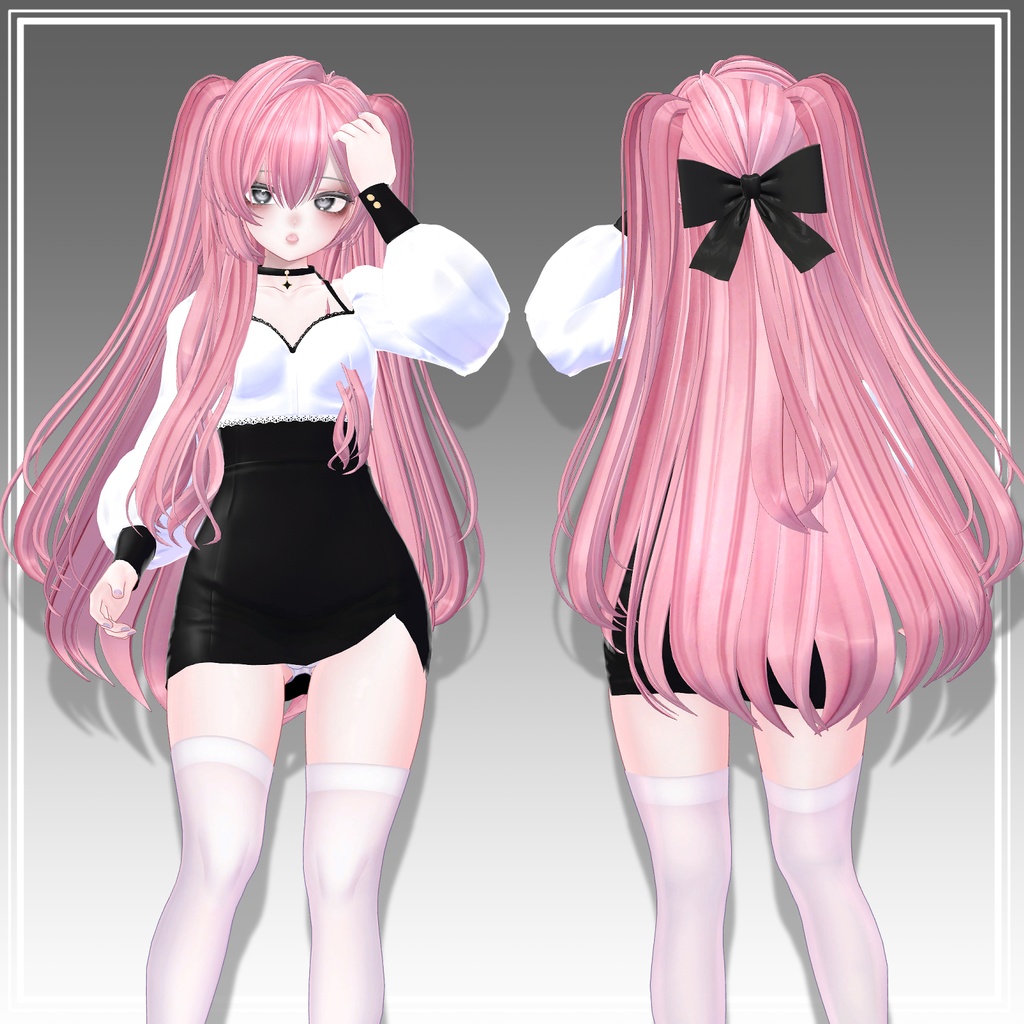 【VRC想定】4way+3 Dolly Bow ツーサイドツインボブ