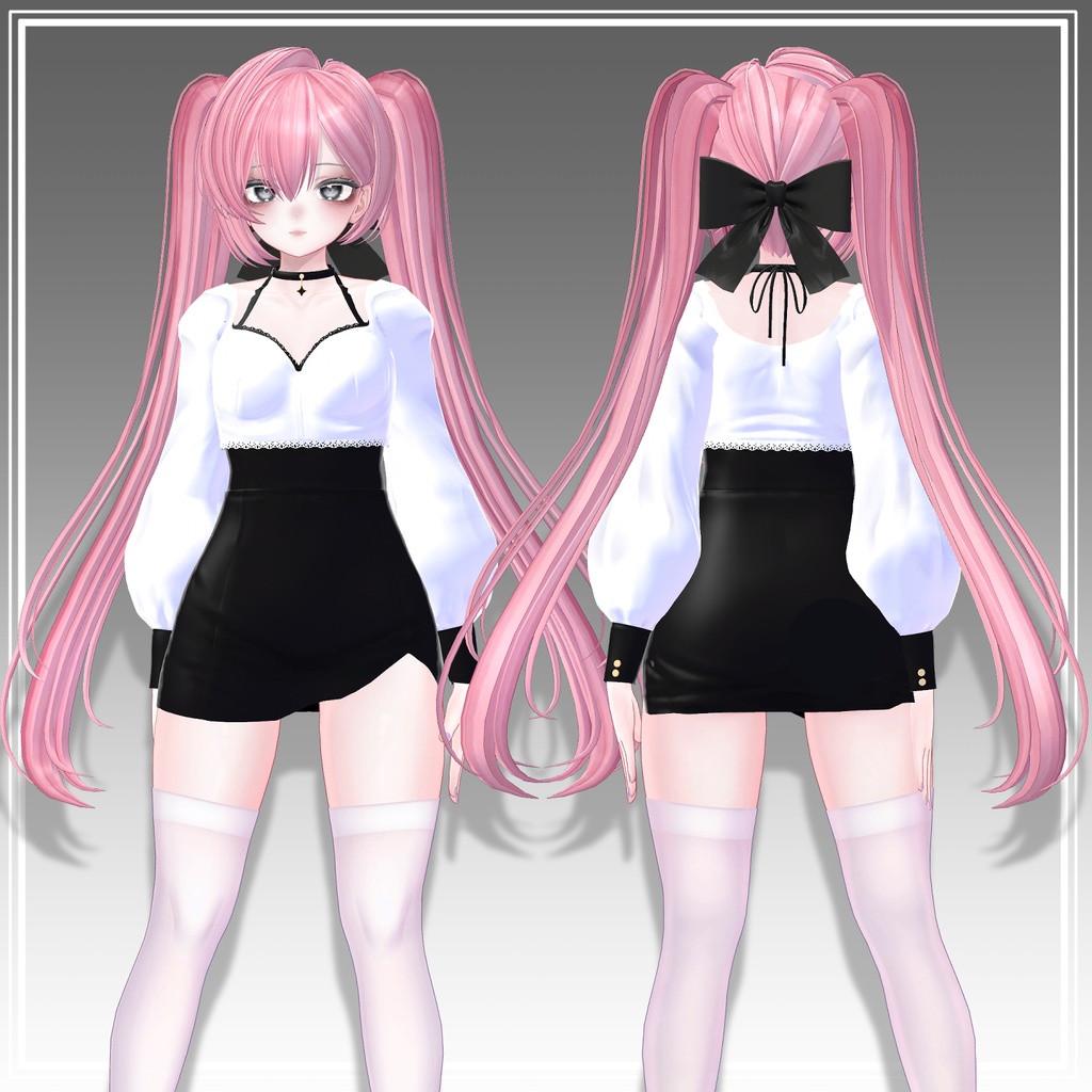 【VRC想定】4way+3 Dolly Bow ツーサイドツインボブ