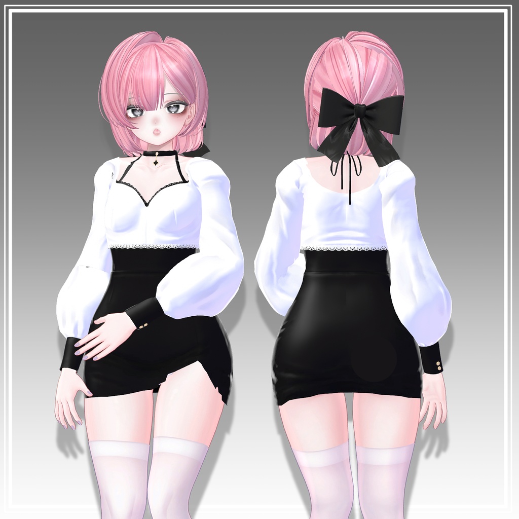 【VRC想定】4way+3 Dolly Bow ツーサイドツインボブ