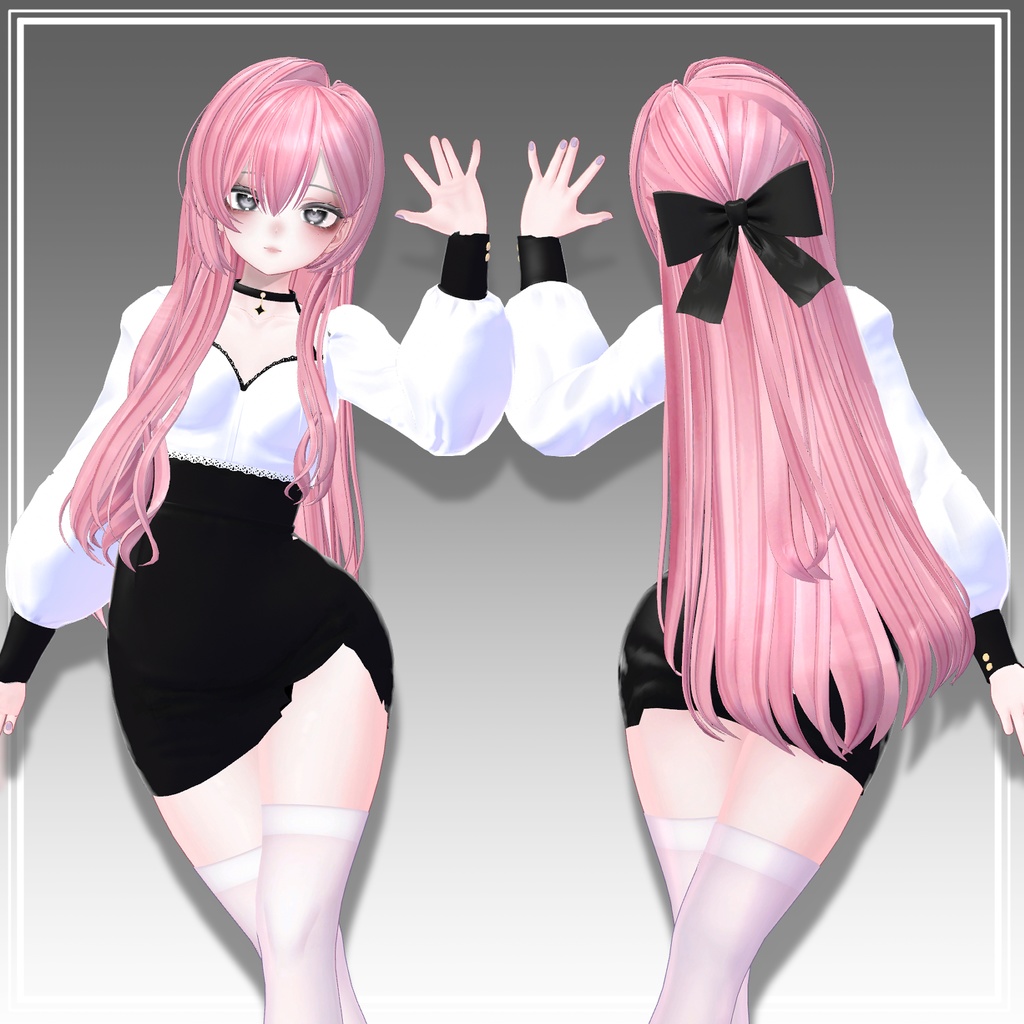 【VRC想定】4way+3 Dolly Bow ツーサイドツインボブ