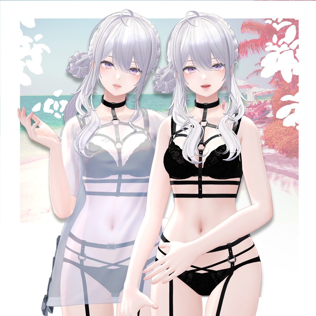 【VRC想定】4way SeaSide bun Hair