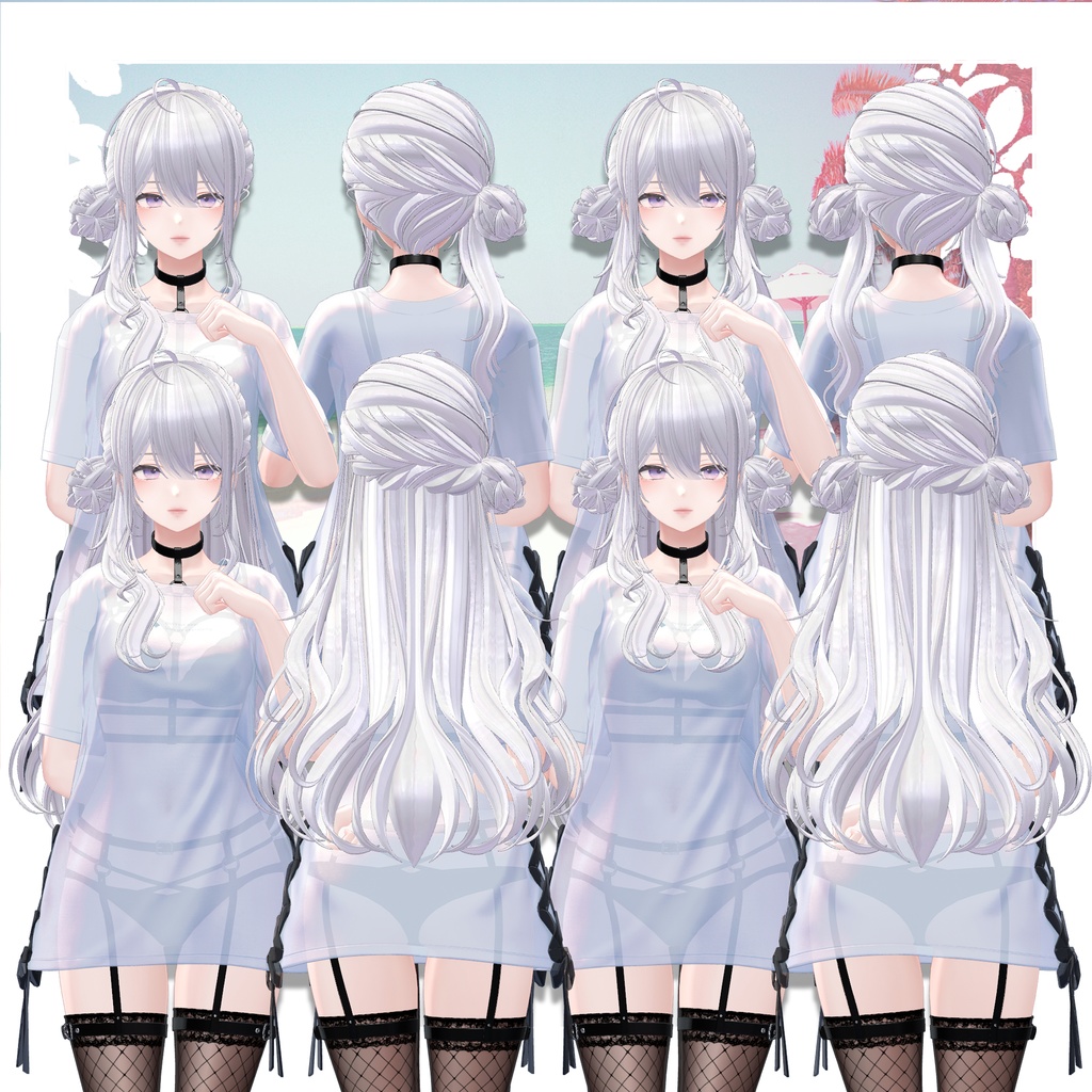 【VRC想定】4way SeaSide bun Hair