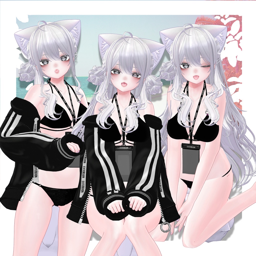 【VRC想定】4way SeaSide bun Hair