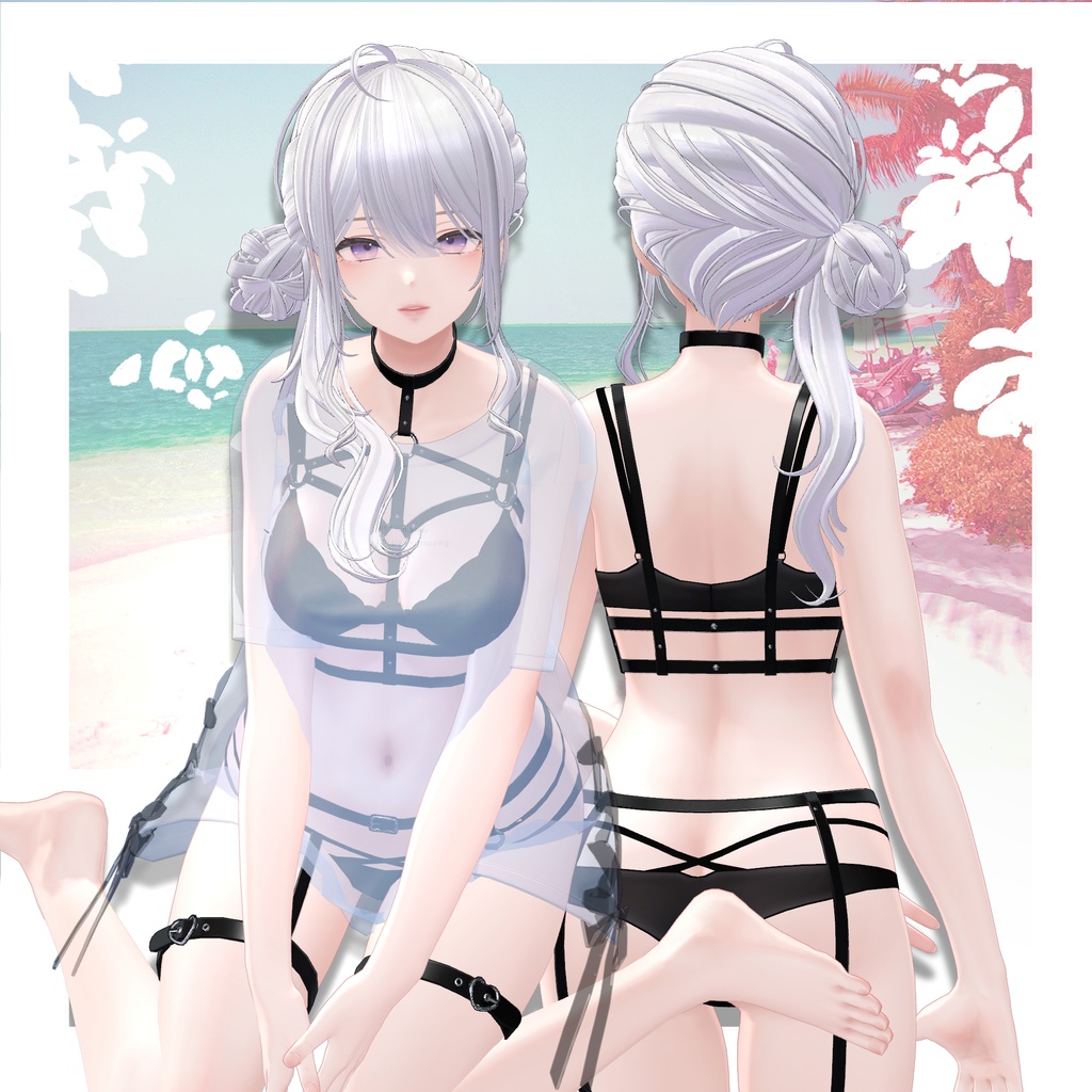 【VRC想定】4way SeaSide bun Hair