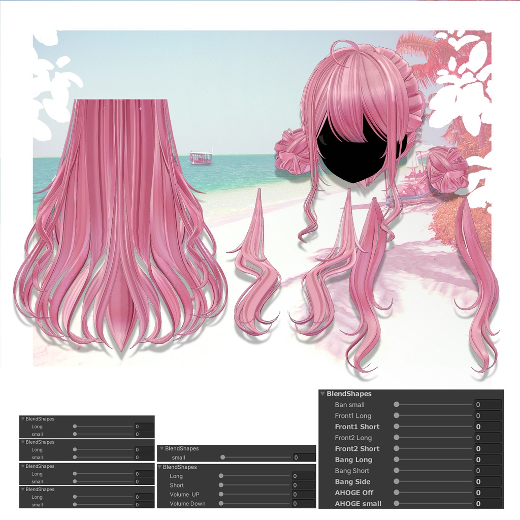 【VRC想定】4way SeaSide bun Hair