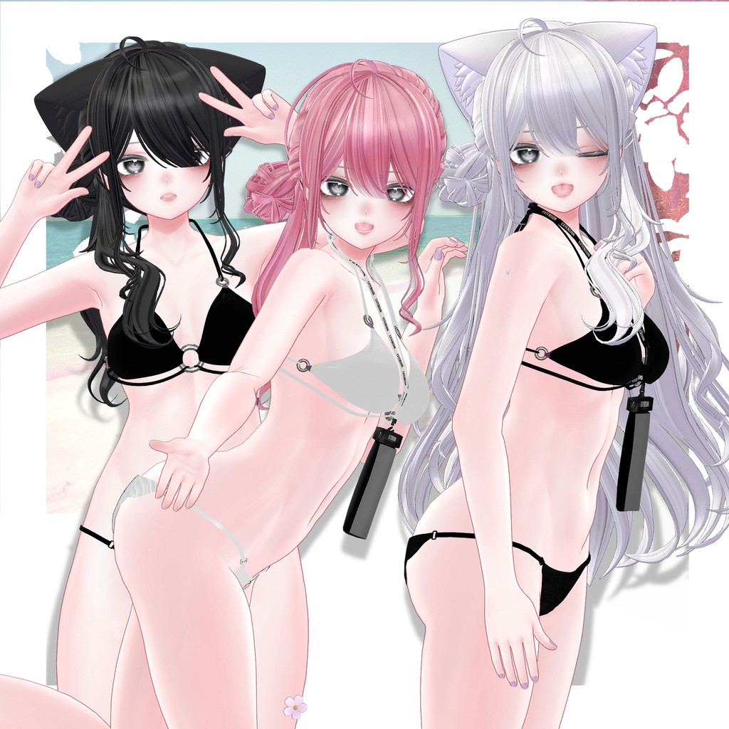 【VRC想定】4way SeaSide bun Hair