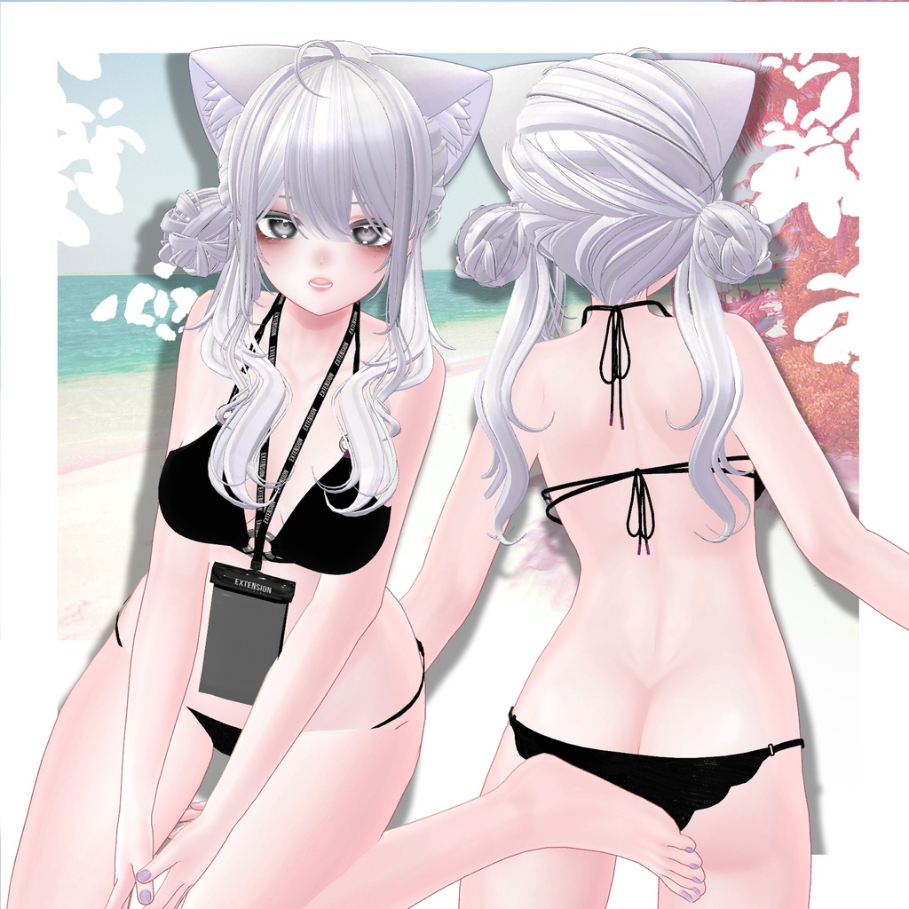 【VRC想定】4way SeaSide bun Hair