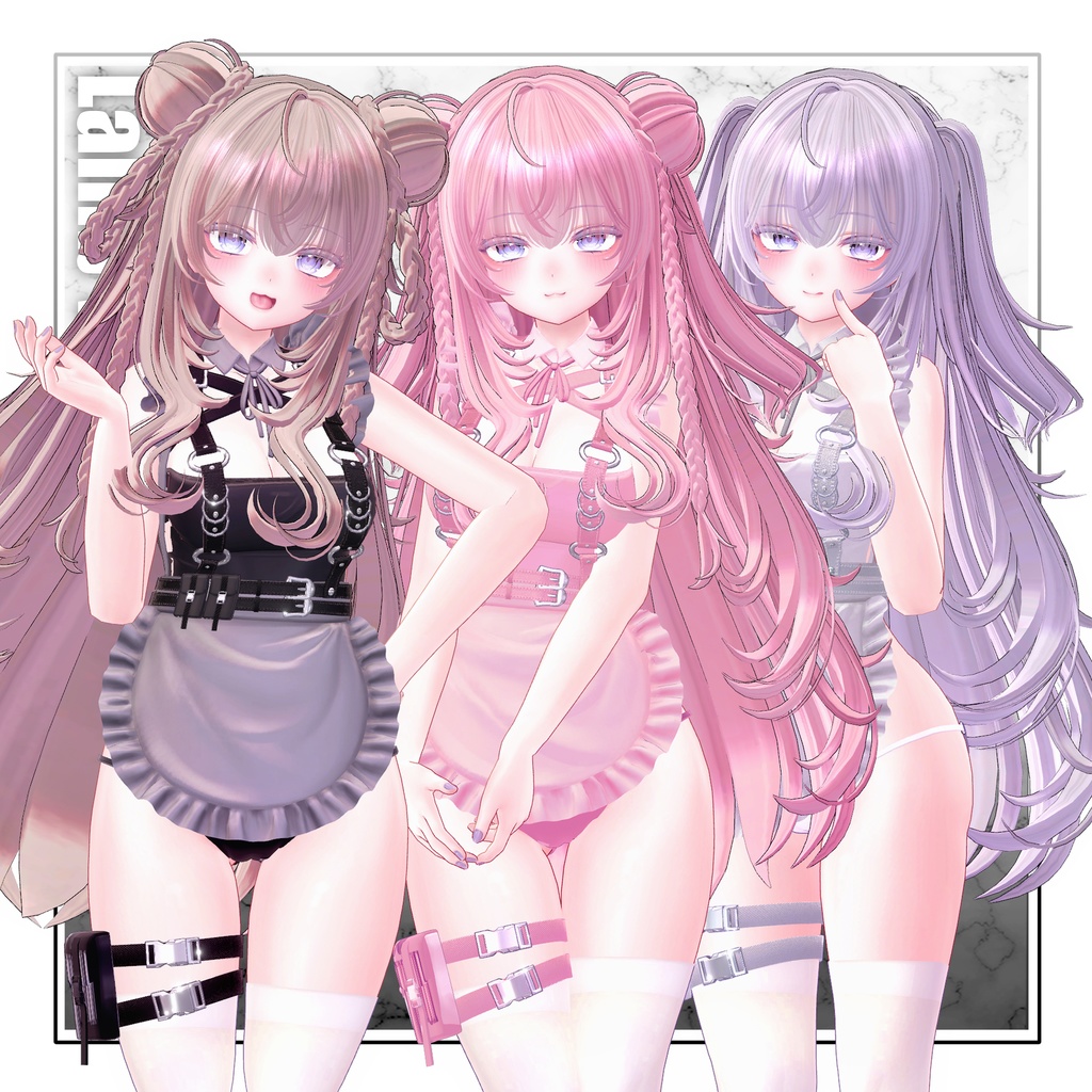 【VRC想定】3way+3 Lamb wool Hair