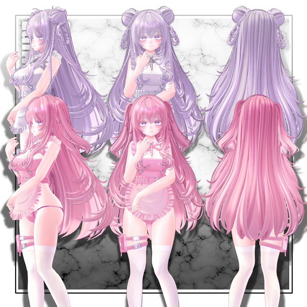 【VRC想定】3way+3 Lamb wool Hair