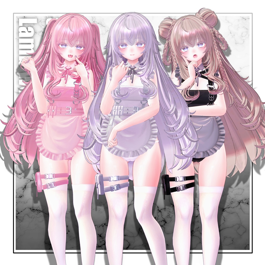 【VRC想定】3way+3 Lamb wool Hair