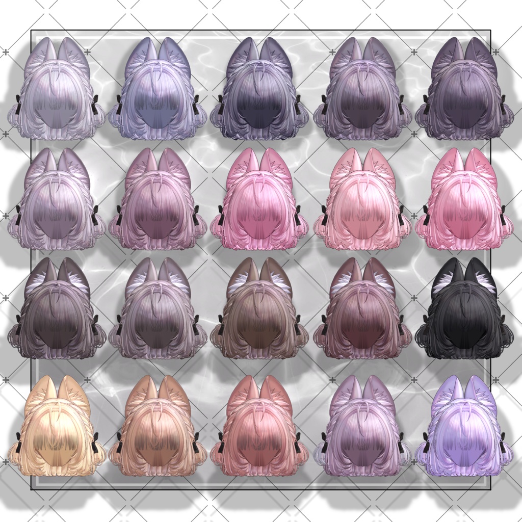 【VRC想定】耳付き チンチラ編み込みボブヘア