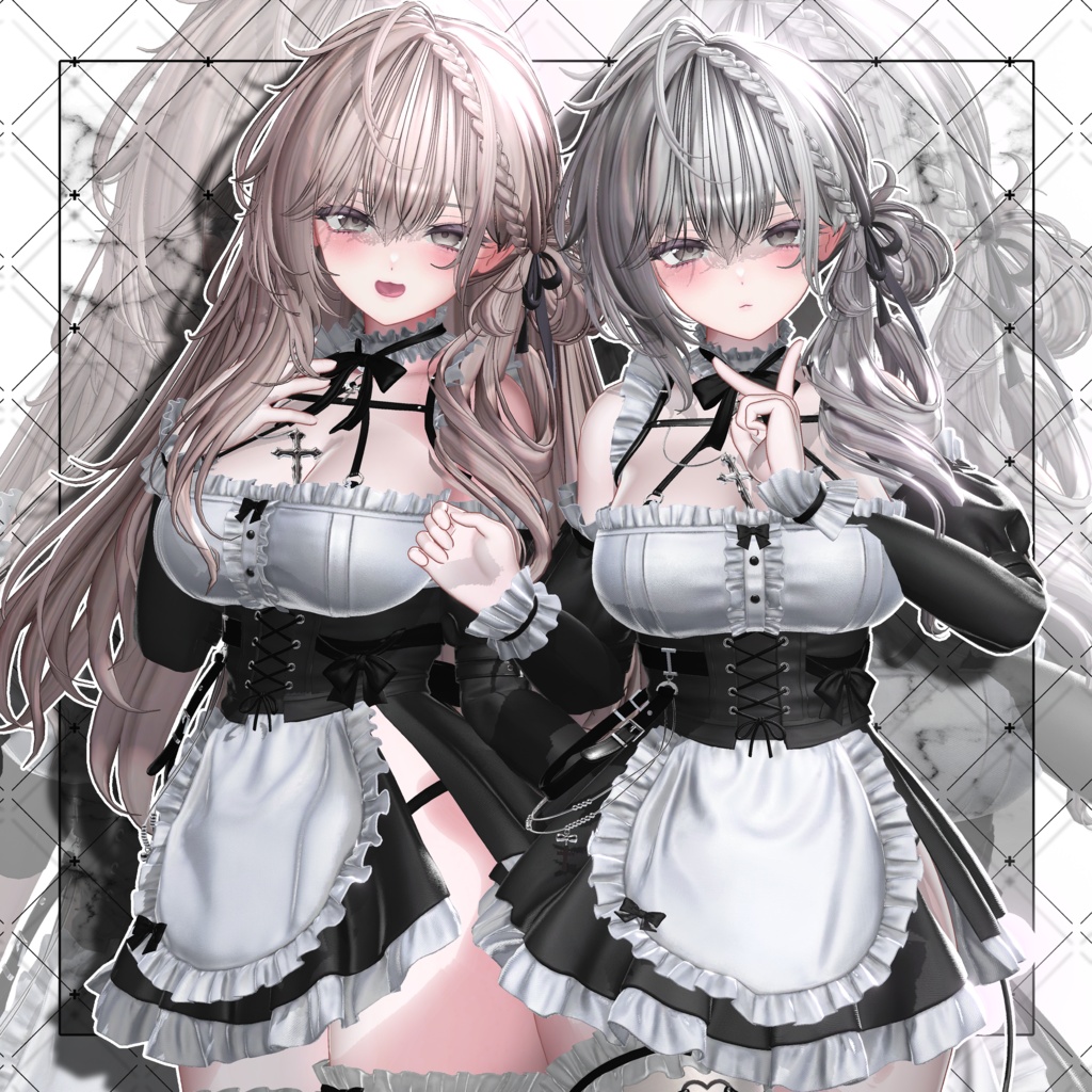 💗セール中💗【VRC想定】Bloom braid bun Hair Ver.2