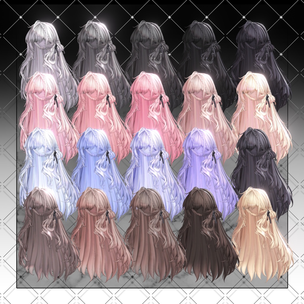 💗セール中💗【VRC想定】Bloom braid bun Hair Ver.2