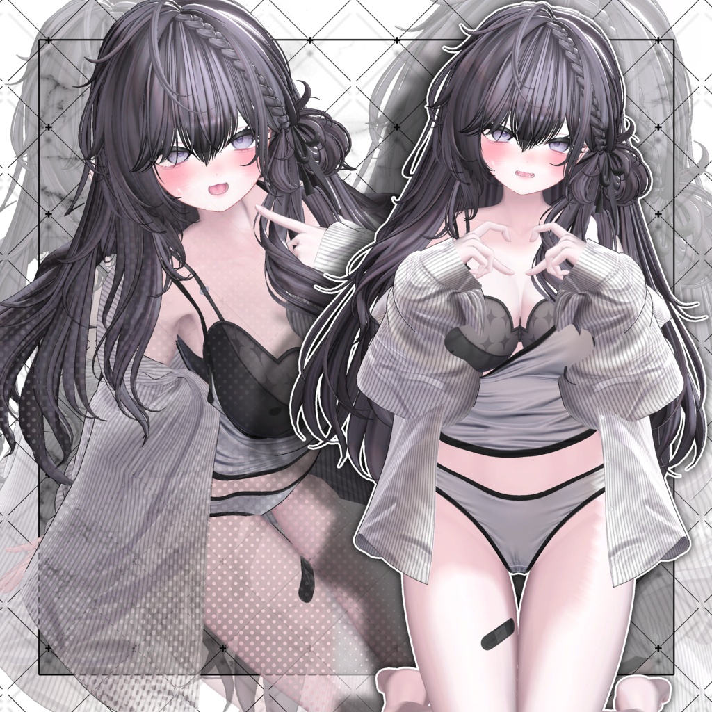 💗セール中💗【VRC想定】Bloom braid bun Hair Ver.2