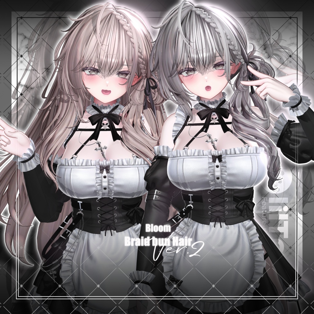 💗セール中💗【VRC想定】Bloom braid bun Hair Ver.2