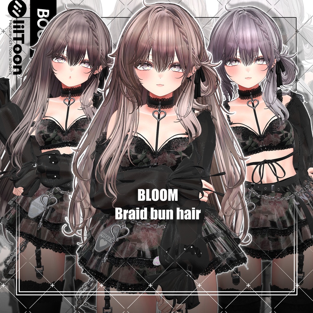 【VRC想定】Bloom braid bun Hair