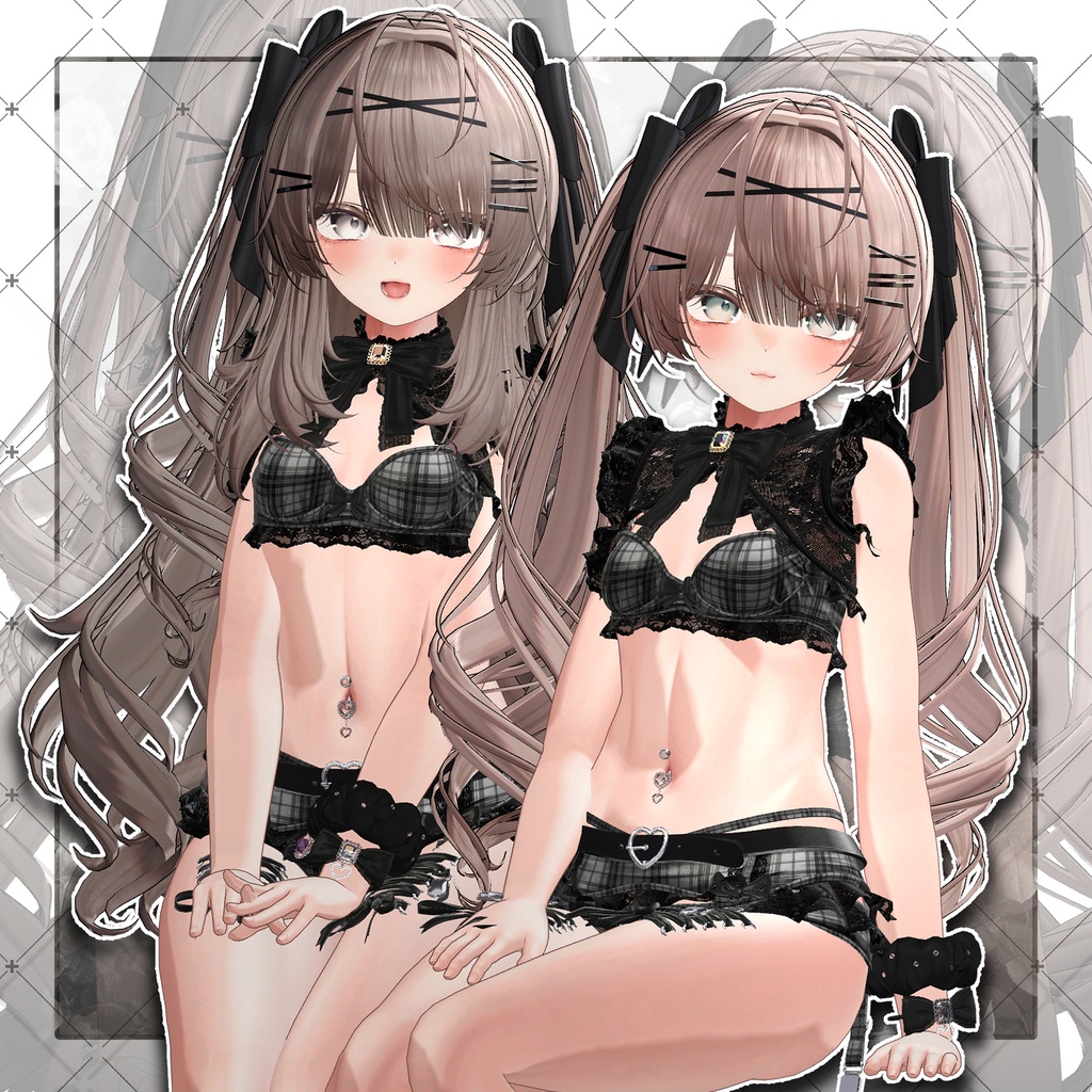 【VRC想定】Lop Rabbit Two side Twin Tail Hair