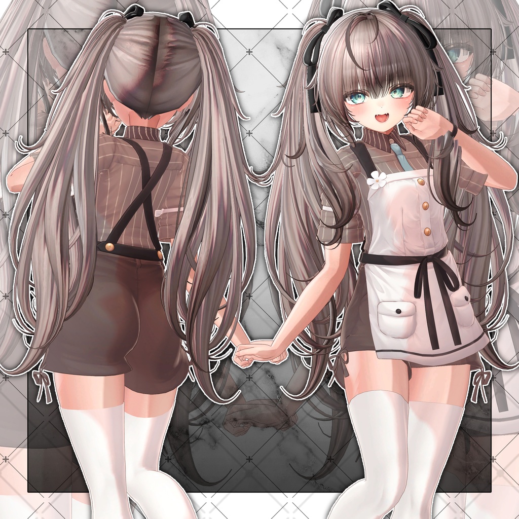 【VRC想定】Feather Two side Twin Tail Hair