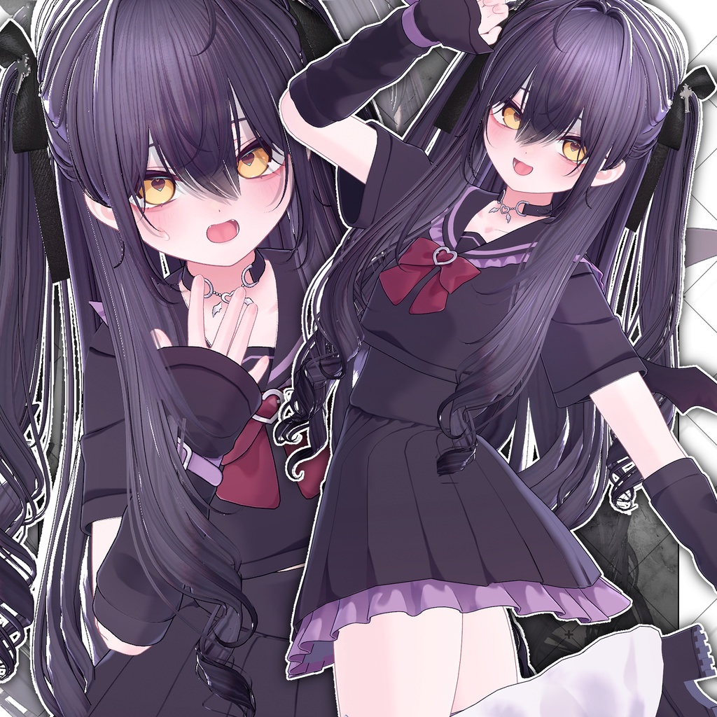 【VRC想定】Lilith Two Side Twin Tail Hair