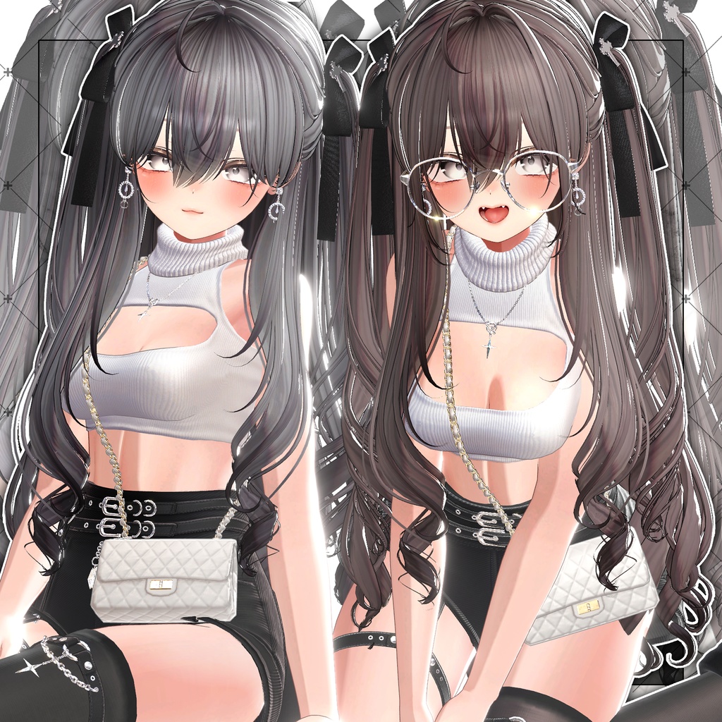 【VRC想定】Lilith Two Side Twin Tail Hair