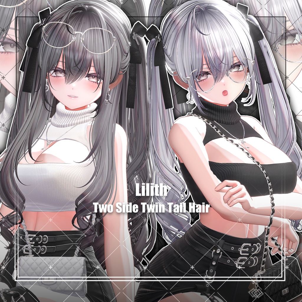 【VRC想定】Lilith Two Side Twin Tail Hair