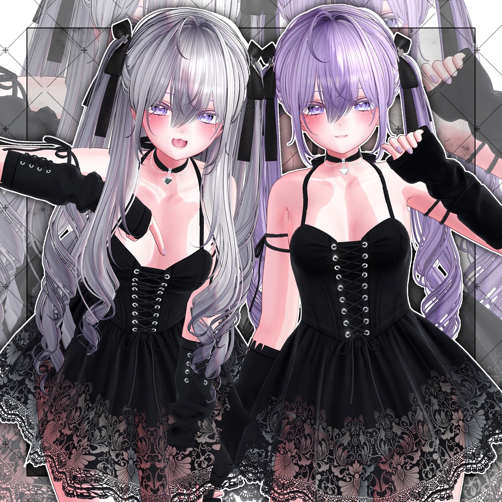 【VRC想定】Lilith Two Side Twin Tail Hair