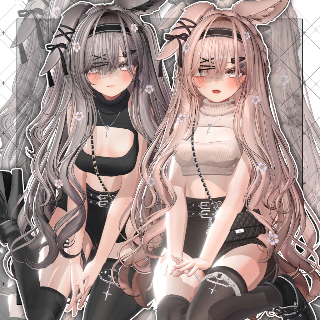 【VRC想定】Morning Rabbit Two Side Twin Tail Hair