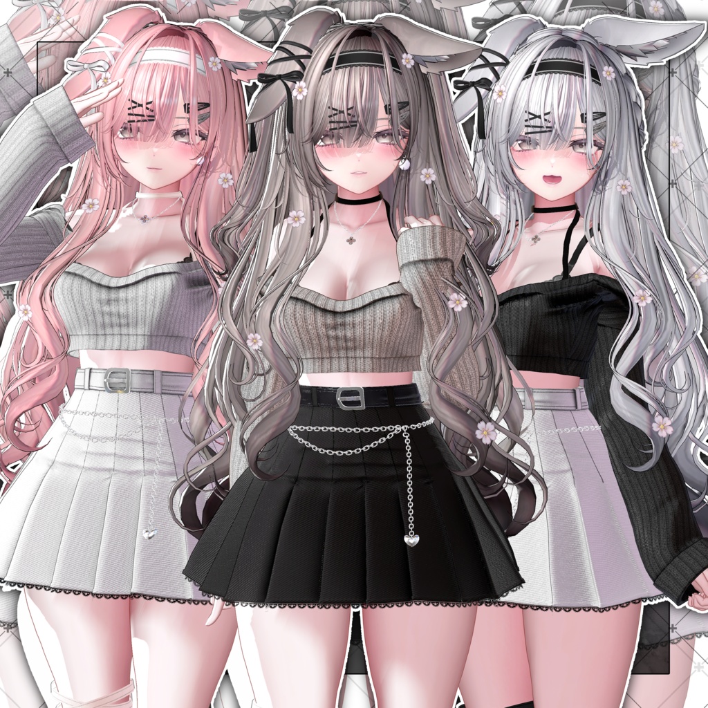 【VRC想定】Morning Rabbit Two Side Twin Tail Hair