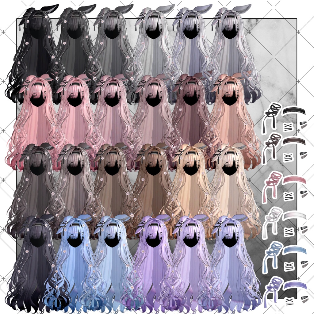 【VRC想定】Morning Rabbit Two Side Twin Tail Hair