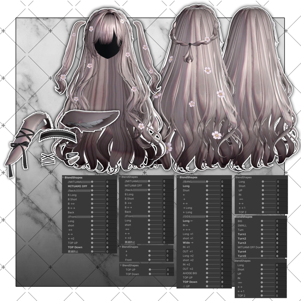 【VRC想定】Morning Rabbit Two Side Twin Tail Hair