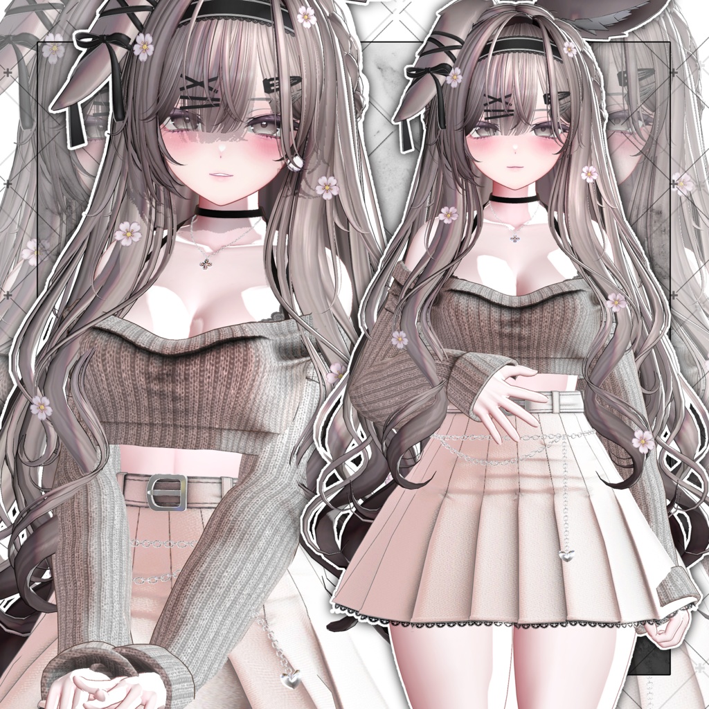 【VRC想定】Morning Rabbit Two Side Twin Tail Hair