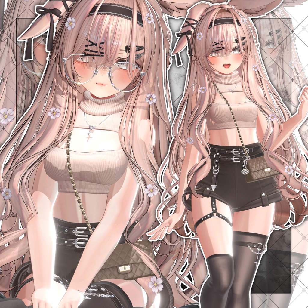 【VRC想定】Morning Rabbit Two Side Twin Tail Hair