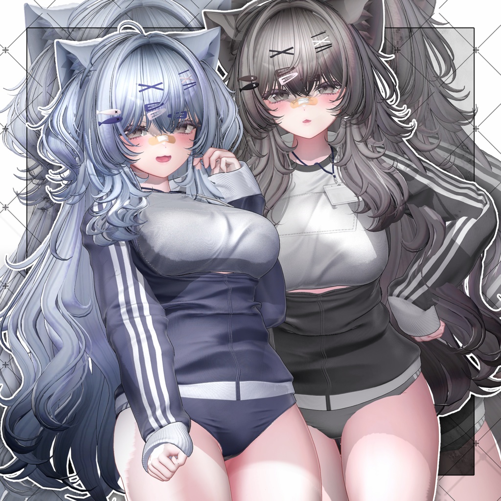 【VRC想定】Lazy Cat Two Side Twin Tail Hair