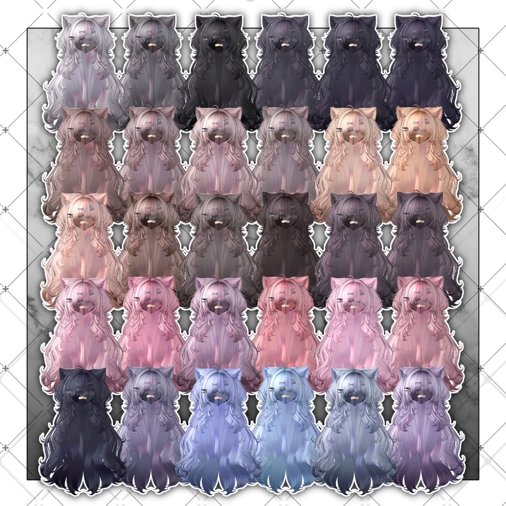 【VRC想定】Lazy Cat Two Side Twin Tail Hair