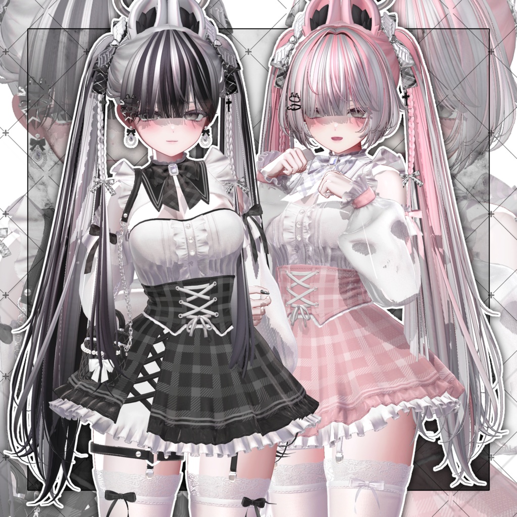 【VRC想定】Rabbit Angel Two Side Twin Tail Hair
